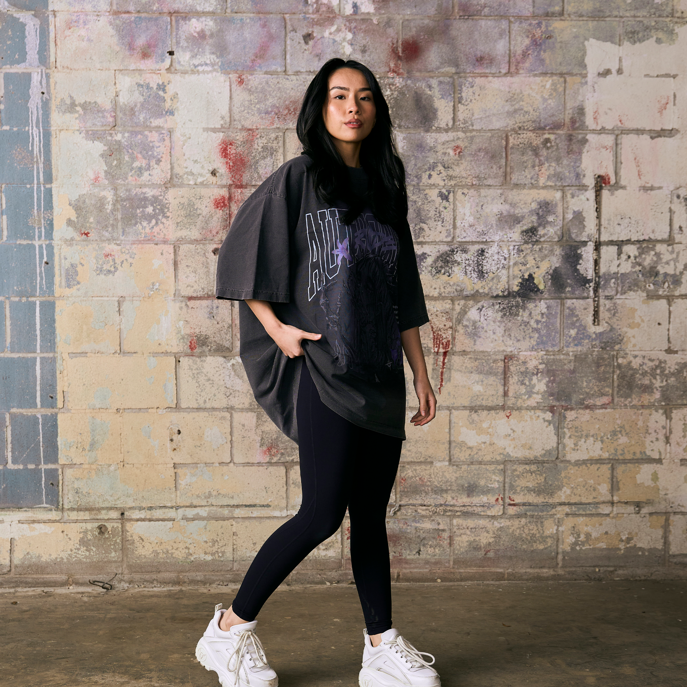 USURPER GARMENT DYED OVERSIZED TEE - SHADOW