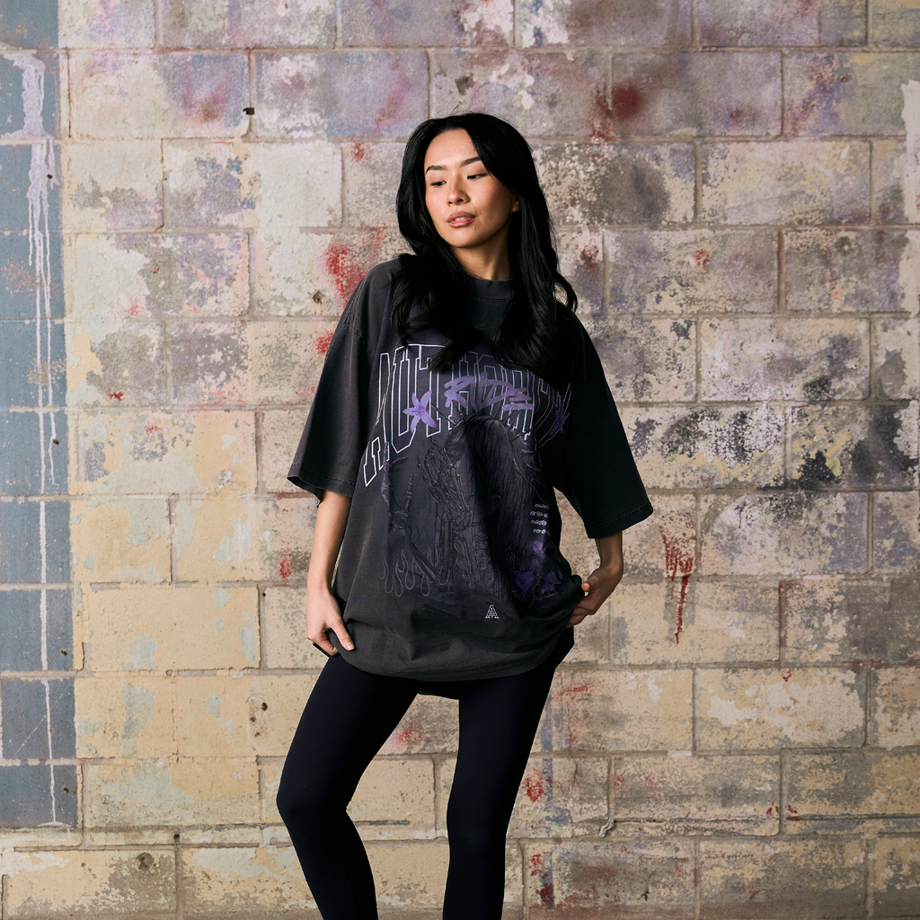 USURPER GARMENT DYED OVERSIZED TEE - SHADOW
