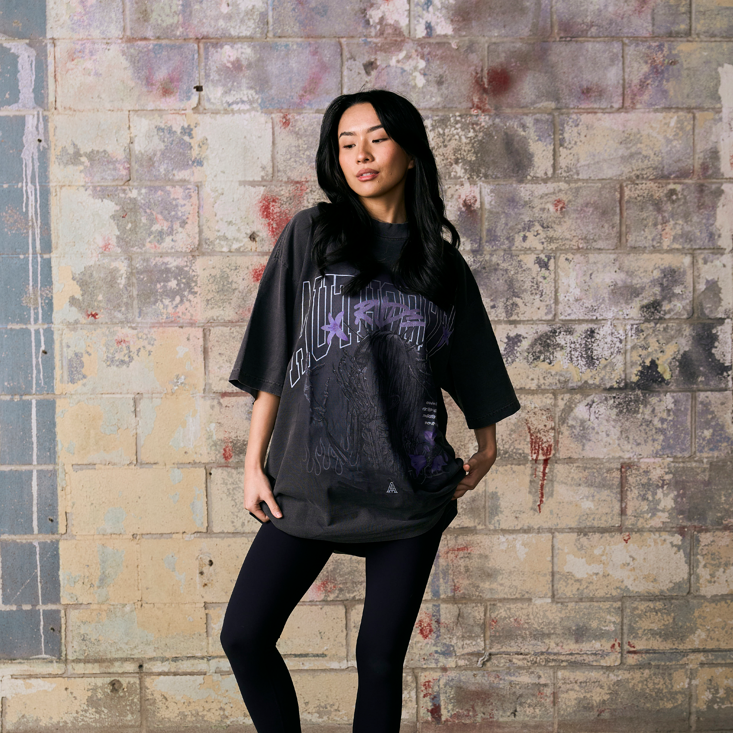 USURPER GARMENT DYED OVERSIZED TEE - SHADOW