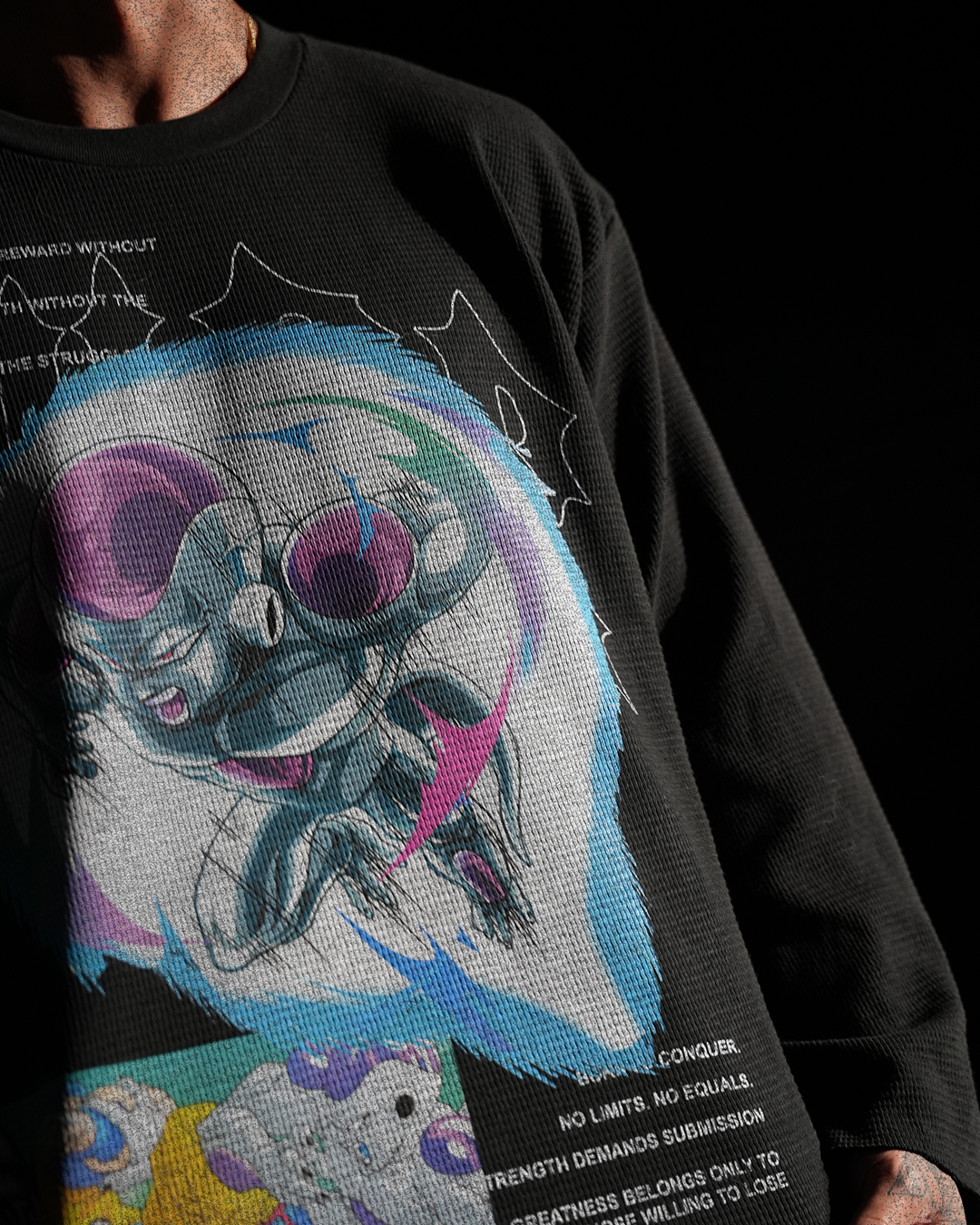 THERE ARE NO HEROES COMING - OVERSIZED BOX FIT RAW CUT THERMAL SLEEVE