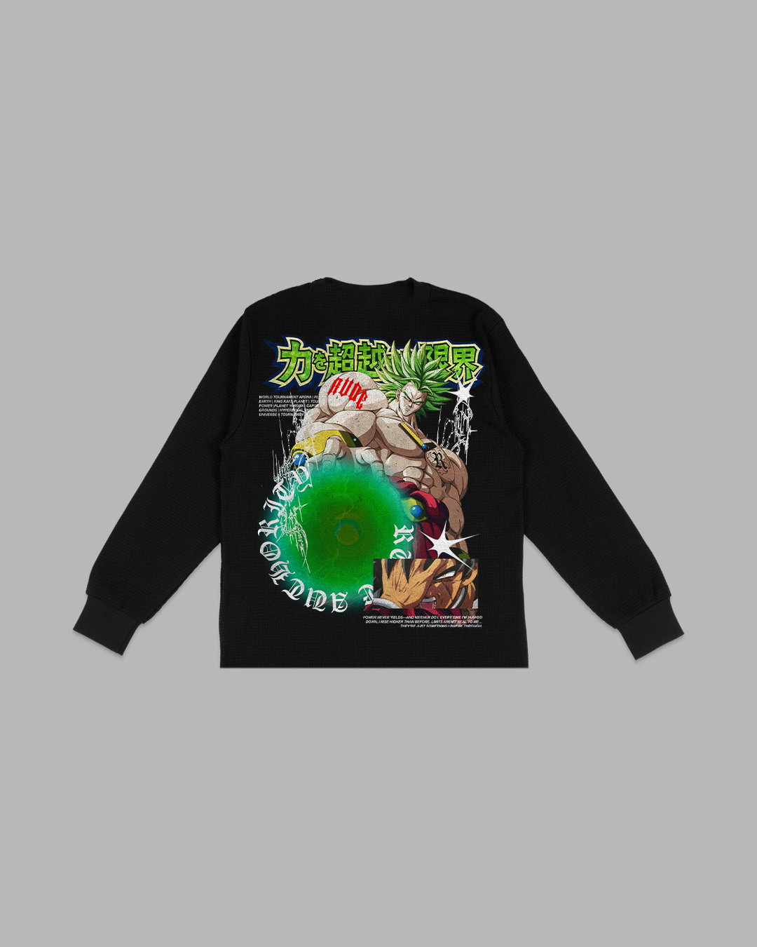 POWER NEVER YIELDS - OVERSIZED BOX FIT THERMAL SLEEVE
