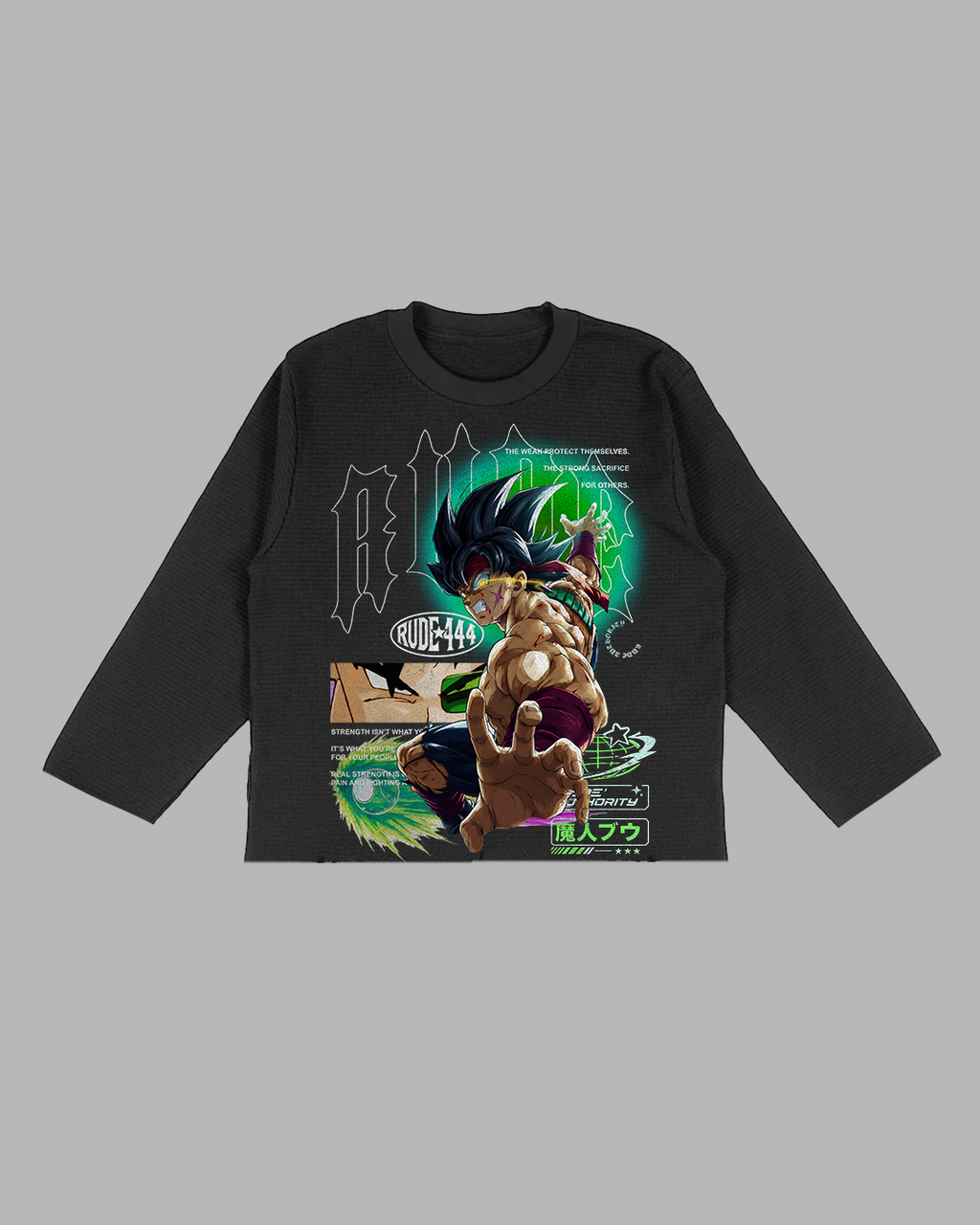 THERE ARE NO HEROES COMING - OVERSIZED BOX FIT RAW CUT THERMAL SLEEVE