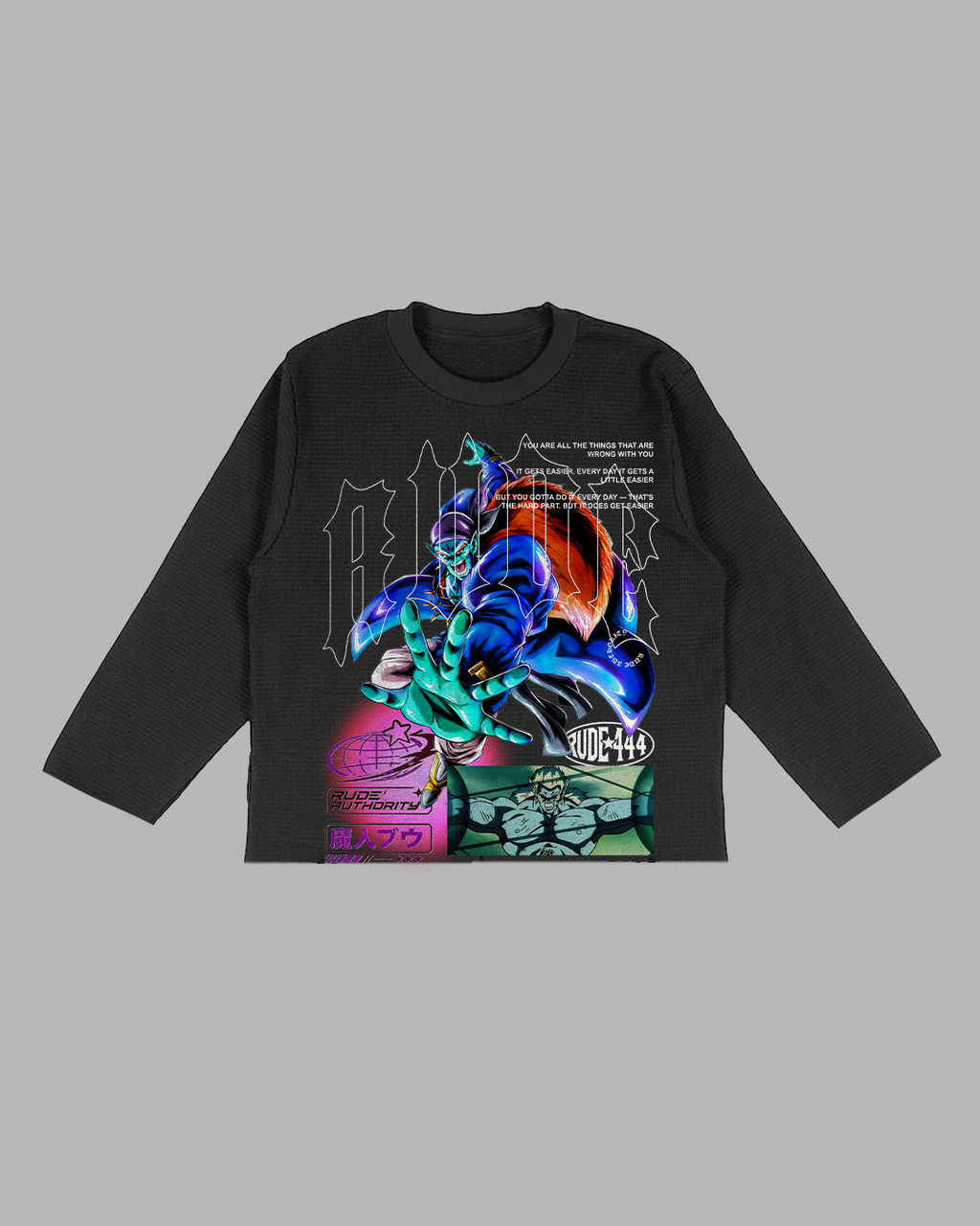 THERE ARE NO HEROES COMING - OVERSIZED BOX FIT RAW CUT THERMAL SLEEVE