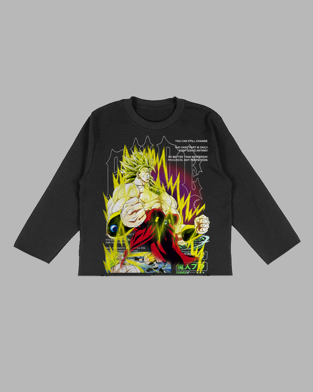 THERE ARE NO HEROES COMING - OVERSIZED BOX FIT RAW CUT THERMAL SLEEVE