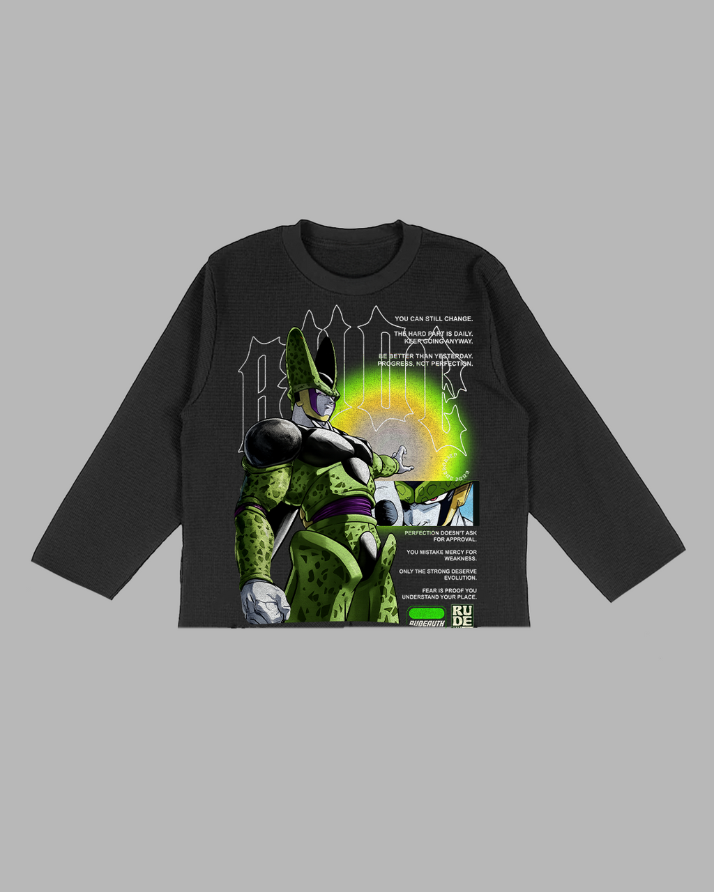 THERE ARE NO HEROES COMING - OVERSIZED BOX FIT RAW CUT THERMAL SLEEVE