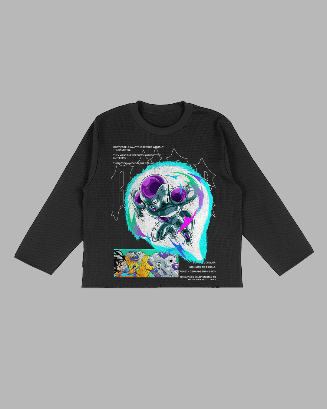 THERE ARE NO HEROES COMING - OVERSIZED BOX FIT RAW CUT THERMAL SLEEVE