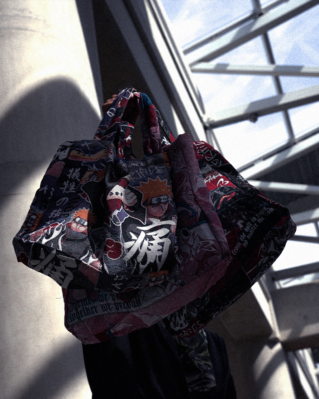 BLACK SWORDSMAN TAPESTRY TOTE